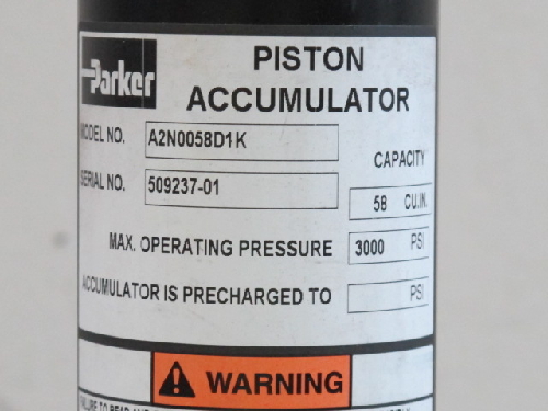 parker a2n0058d1k hydraulic piston accumulator new