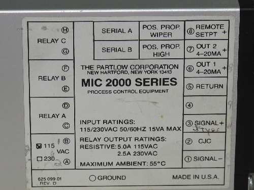 PARTLOW MIC 2130001 TEMPERATURE CONTROLLER  