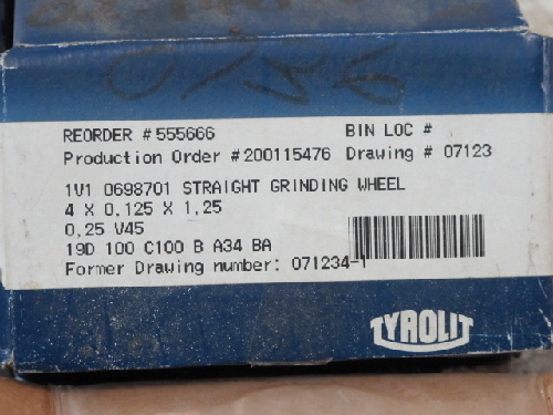 TYROLIT 1V1 0698701 STRAIGHT GRINDING WHEEL,CBN/DIAMOND?  