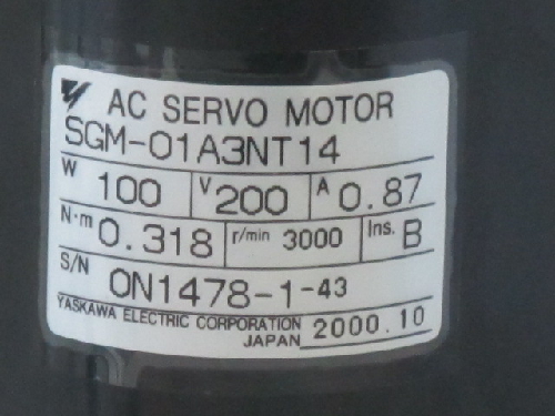 YASKAWA SGM 01A3NT14 AC SERVO MOTOR & SGDA 01AS AC SERVO DRIVE 