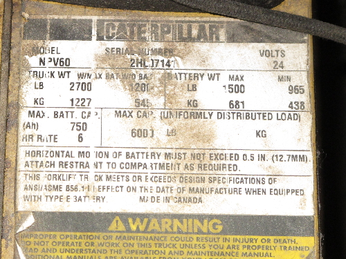 CATERPILLAR NPV60 ELECTRIC PALLET JACK 6000 LBS  