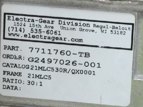 ELECTRA GEAR,REGAL BELOIT 21MLC530R/QX0001 RIGHT ANGLE GEARBOX NEW 