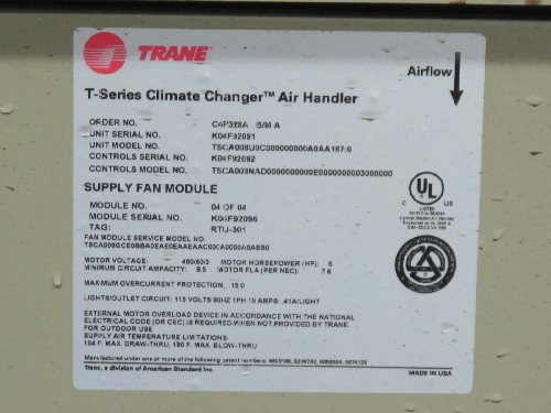 TRANE AIR HANDLER 5 HP  